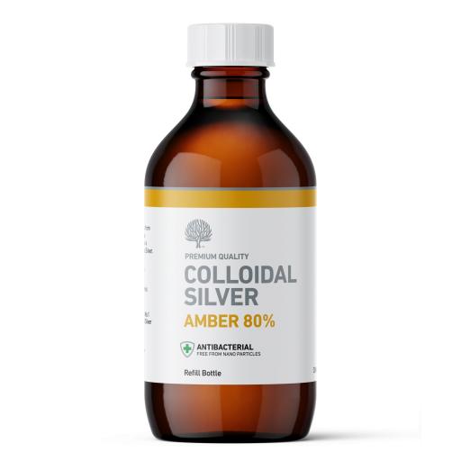 Amber 80% True Colloidal Silver Bottle – 300ml